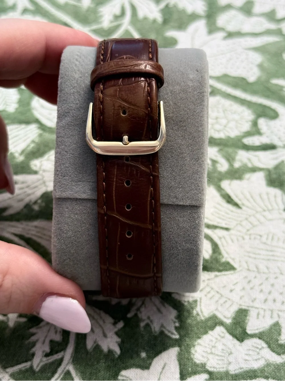 Stuhrling Gold Tone Chronograph Watch with Brown Leather Strap